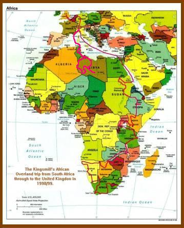 Map of our route through Africa