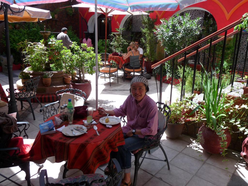 Bolivia: Treating Kienny to lunch at Hotel Grande