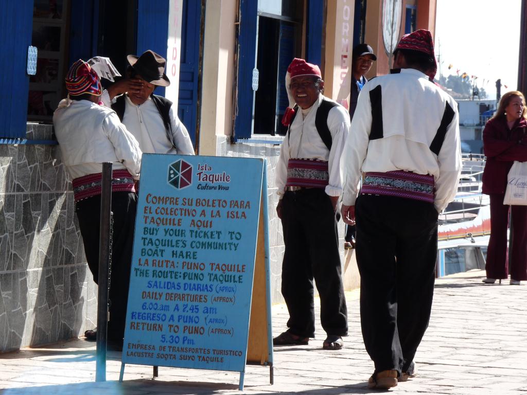 Peru: Men of Taquile Island on Lake Titicaca