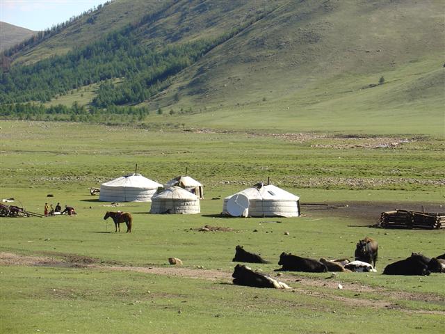 Mongolia: Traditional GER living, with satellite dish!